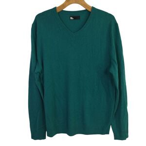 The Commons Mens Premium V-Neck Cashmere Sweater Casual Peacock Green Size XL